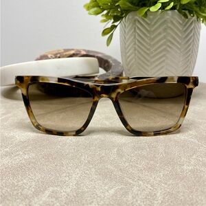 SAINT LAURENT 55mm Square Sunglasses Havana/Silver Frame Brown Lens |New in Case